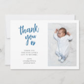 Baby shower van de jongen foto bedankkaart (Voorkant)