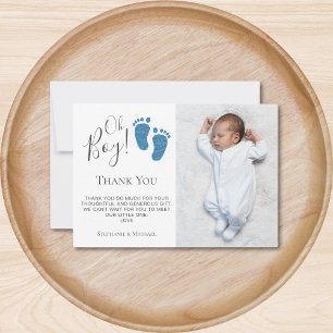 Baby shower van de jongen foto bedankkaart