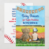 Baby shower van de jongen met een honkbalthema kaart (Voorkant / Achterkant)