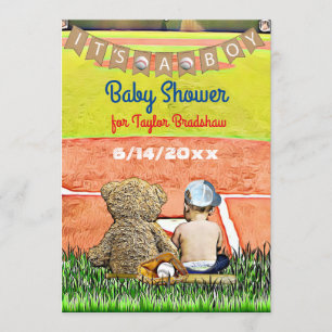 Baby shower van de jongen met een honkbalthema kaart