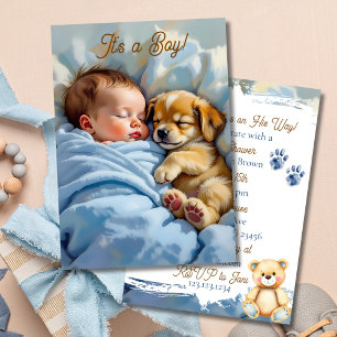Baby shower van de jongen Puppythema Kaart