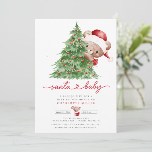 Baby shower van de kerstman kaart (Staand voorkant)