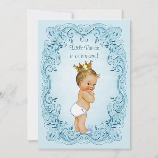 Baby shower van de kleine prins Blauwe Blauw Kaart (Voorkant)