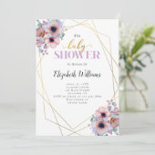 Baby shower van de Lavender Flowers Geometric Lijs Kaart (Staand voorkant)