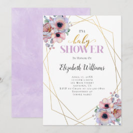 Baby shower van de Lavender Flowers Geometric Lijs Kaart