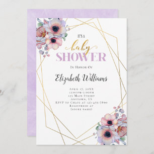 Baby shower van de Lavender Flowers Geometric Lijs Kaart