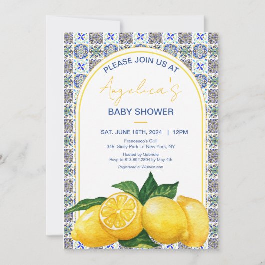 Baby shower van de Lemon Mosaic in het Middellands Kaart (Voorkant)
