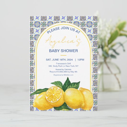 Baby shower van de Lemon Mosaic in het Middellands Kaart (Staand voorkant)