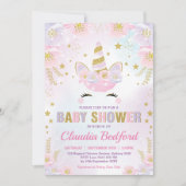 Baby shower van de Magische Unicorn / Pastel Pink  Kaart (Voorkant)