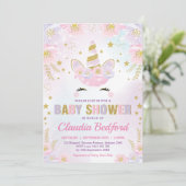 Baby shower van de Magische Unicorn / Pastel Pink  Kaart (Staand voorkant)