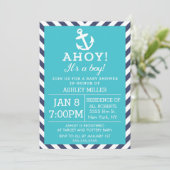 Baby shower van de Marine en de Turquoise Nautisch Kaart (Staand voorkant)