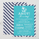 Baby shower van de Marine en de Turquoise Nautisch Kaart (Voorkant / Achterkant)