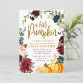 baby shower van de marine met een pompoenburgundy kaart (Staand voorkant)