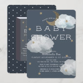 Baby shower van de marine van moon, sterren en wol kaart (Voorkant / Achterkant)