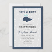 Baby shower van de marineblauwwalvis kaart (Voorkant)