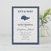 Baby shower van de marineblauwwalvis kaart (Staand voorkant)
