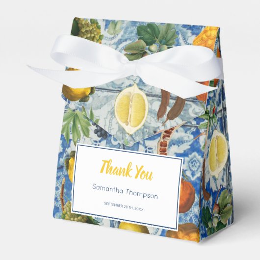 Baby shower van de mediterrane zomerblauwe mozaïek bedankdoosjes (Voorkant Zijde)