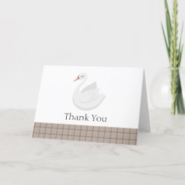 Baby shower van de Modern Swan Plaid Gingham Boy Bedankkaart