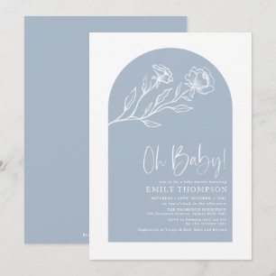 Baby shower van de moderne, blauwe botanische baar kaart
