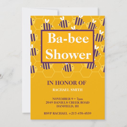 Baby shower van de moderne gele honingraat met hom kaart (Voorkant)