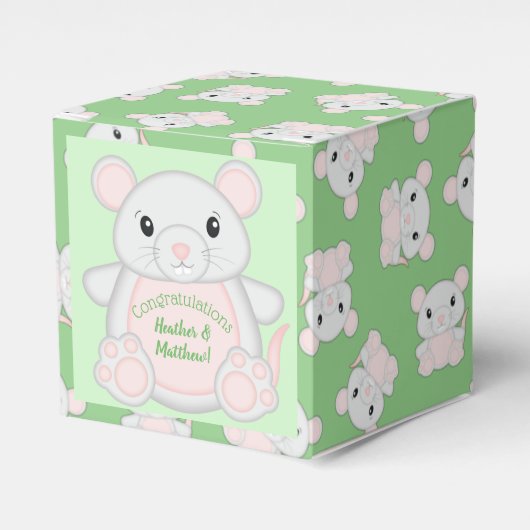 Baby shower van de muis bedankdoosjes (Voorkant Zijde)
