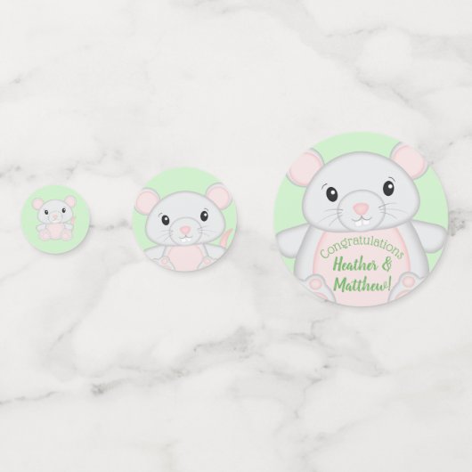 Baby shower van de muis confetti (Achterkanten)