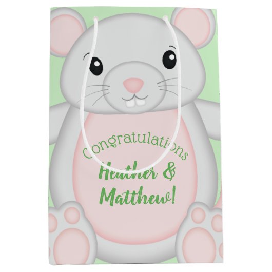 Baby shower van de muis medium cadeauzakje (Voorkant)