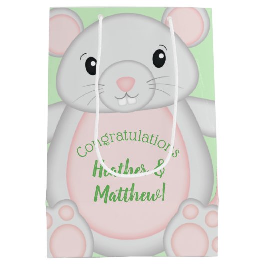Baby shower van de muis medium cadeauzakje (Achterkant)