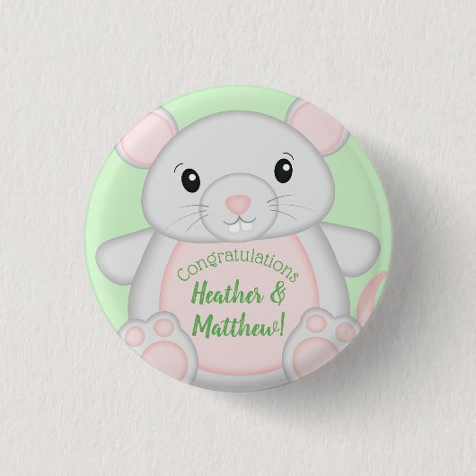 Baby shower van de muis ronde button 3,2 cm (Voorkant)