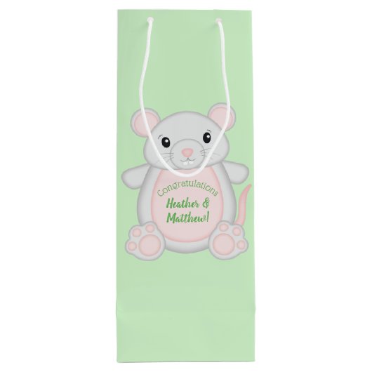 Baby shower van de muis wijn cadeautas (Achterkant)