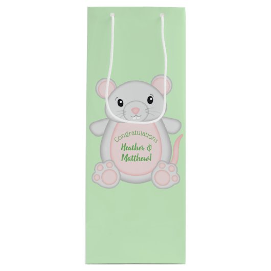 Baby shower van de muis wijn cadeautas (Voorkant)