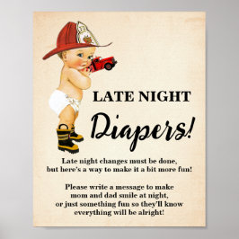 Baby shower van de nachtelijke brandweermannen poster