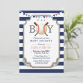 Baby shower van de Nautical Navy Stripes Kaart (Staand voorkant)