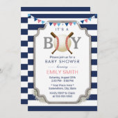 Baby shower van de Nautical Navy Stripes Kaart (Voorkant / Achterkant)