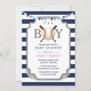 Baby shower van de Nautical Navy Stripes Kaart