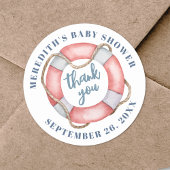 Baby shower van de nautische levensring ronde sticker
