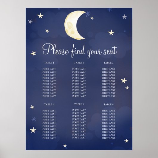 Baby shower van de Navy Blue Star Moon Sky Poster (Voorkant)