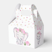 Baby shower van de olifant en de bloem van het mei bedankdoosjes (Achterkant)
