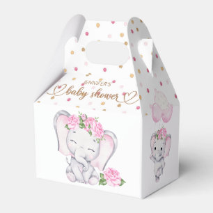 Baby shower van de olifant en de bloem van het mei bedankdoosjes