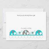 Baby shower van de olifant Turquoise - dank u Bedankkaart (Voorkant)