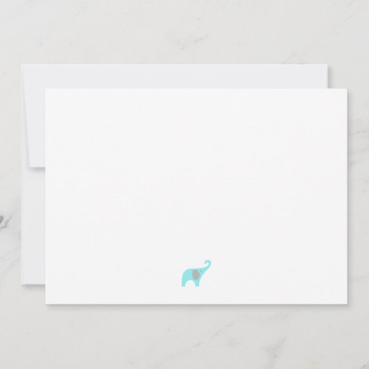 Baby shower van de olifant Turquoise - dank u Bedankkaart (Achterkant)