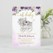 Baby shower van de Paarse lentekonomstotel Kaart (Staand voorkant)