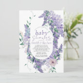Baby shower van de Paarse Waterverf van Wisteria d Kaart (Staand voorkant)