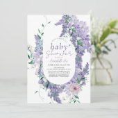 Baby shower van de Paarse Waterverf Wisteria Dusty Kaart (Staand voorkant)