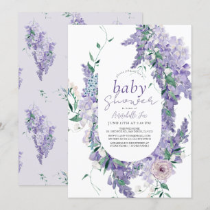 Baby shower van de Paarse Waterverf Wisteria Dusty Kaart