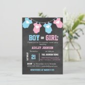 Baby shower van de partij Chalkboard GENDER REVEAL Kaart (Staand voorkant)