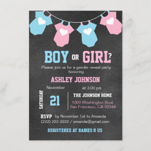 Baby shower van de partij Chalkboard GENDER REVEAL Kaart