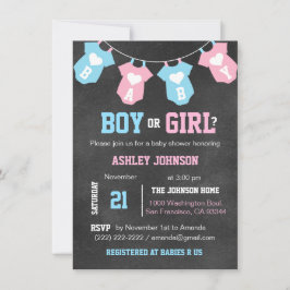 Baby shower van de partij Chalkboard GENDER REVEAL Kaart