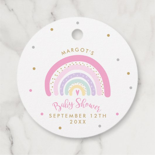 Baby shower van de pasteelregenboog bedankjes labels (Achterkant)