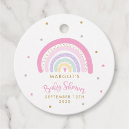 Baby shower van de pasteelregenboog bedankjes labels